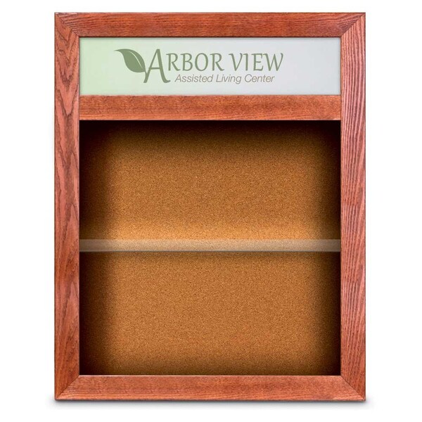 Outdoor Enclosed Combo Board, 42"x32", Satin Frame/Black Porc & Cloud